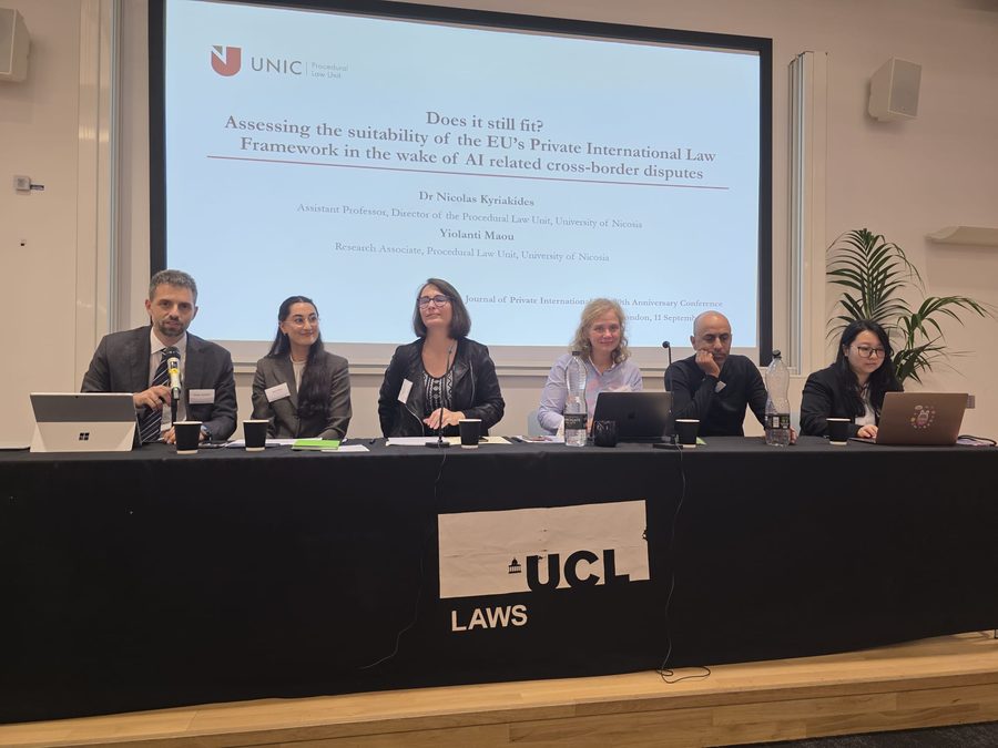 Yiolanti Maou on the panel at UCL Faculty of Laws